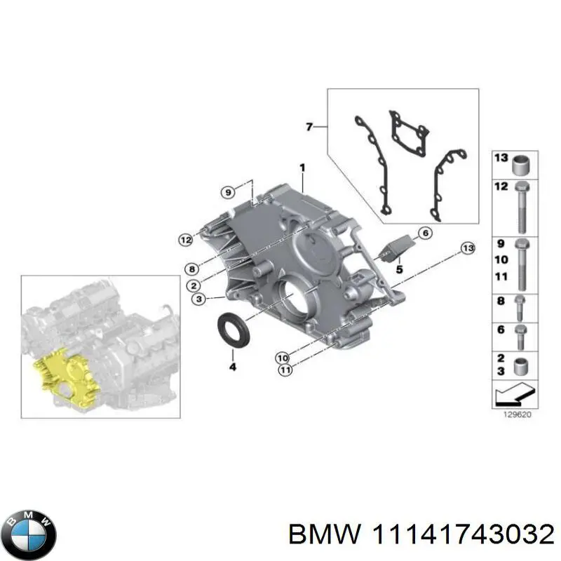 11141743032 BMW junta, cárter de distribución