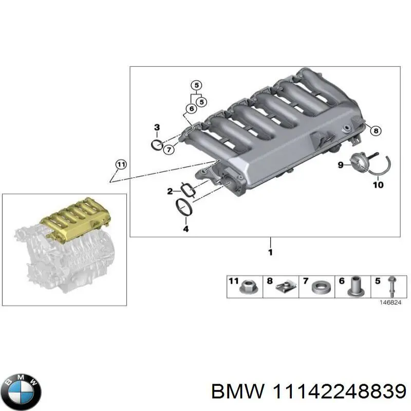 11142248839 BMW moldura de luneta trasera