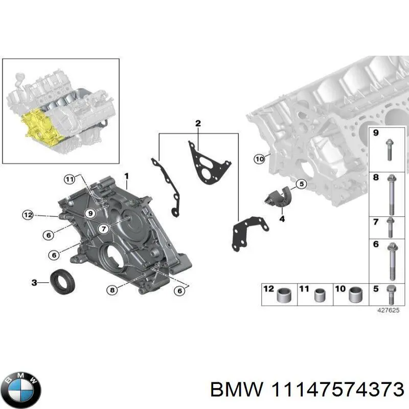 Carril guía, cadena accionamiento bomba de aceite para BMW 8 (G15, F92)