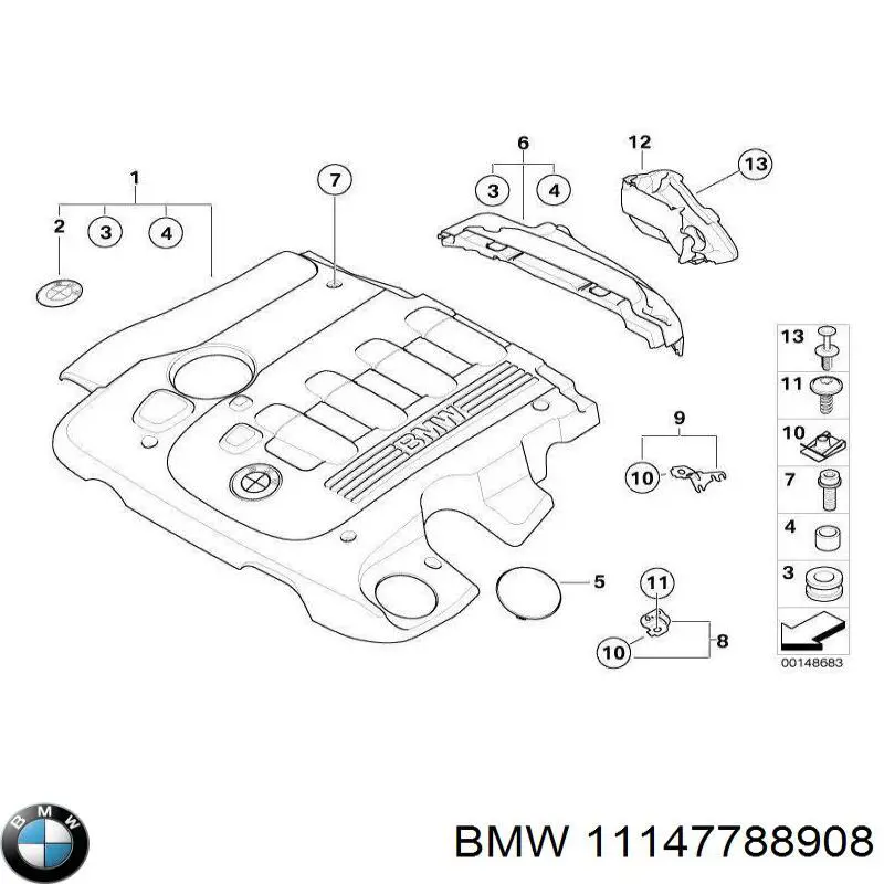 11147788908 BMW cubierta de motor decorativa