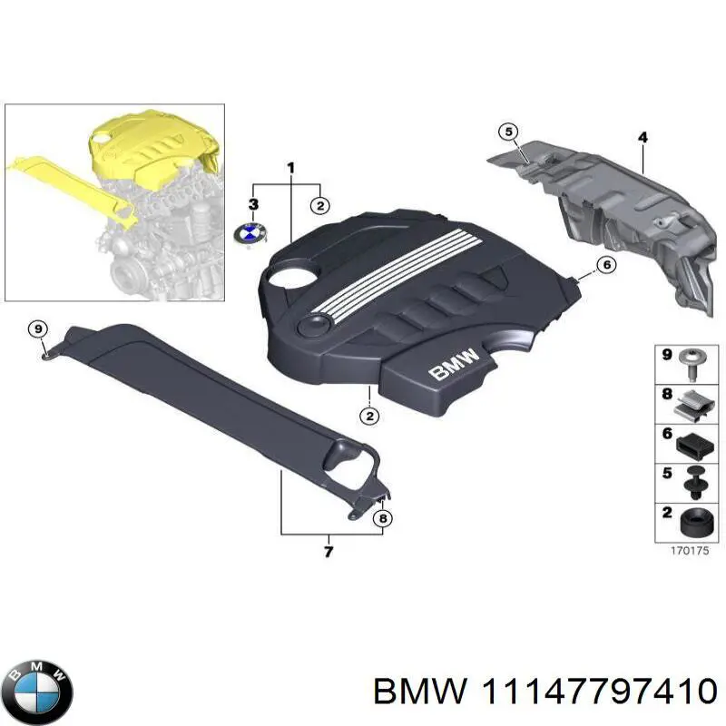 11147797410 BMW cubierta de motor decorativa