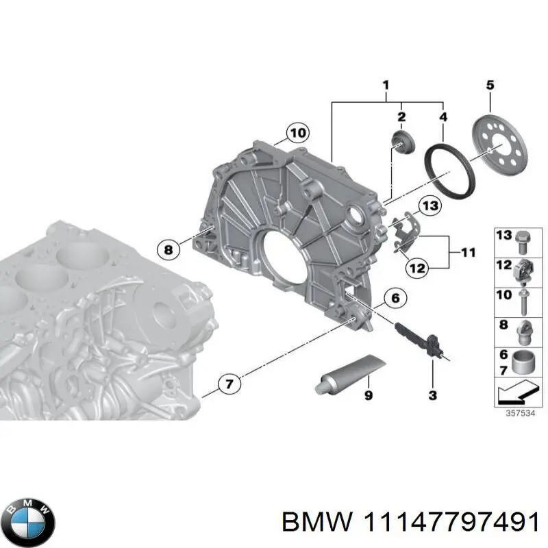 Junta, cárter de distribución BMW 11147797491