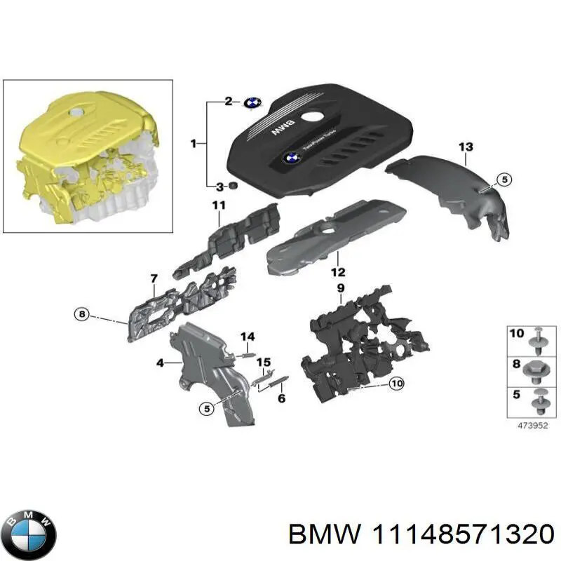 11148571320 BMW Tapa del motor decorativa