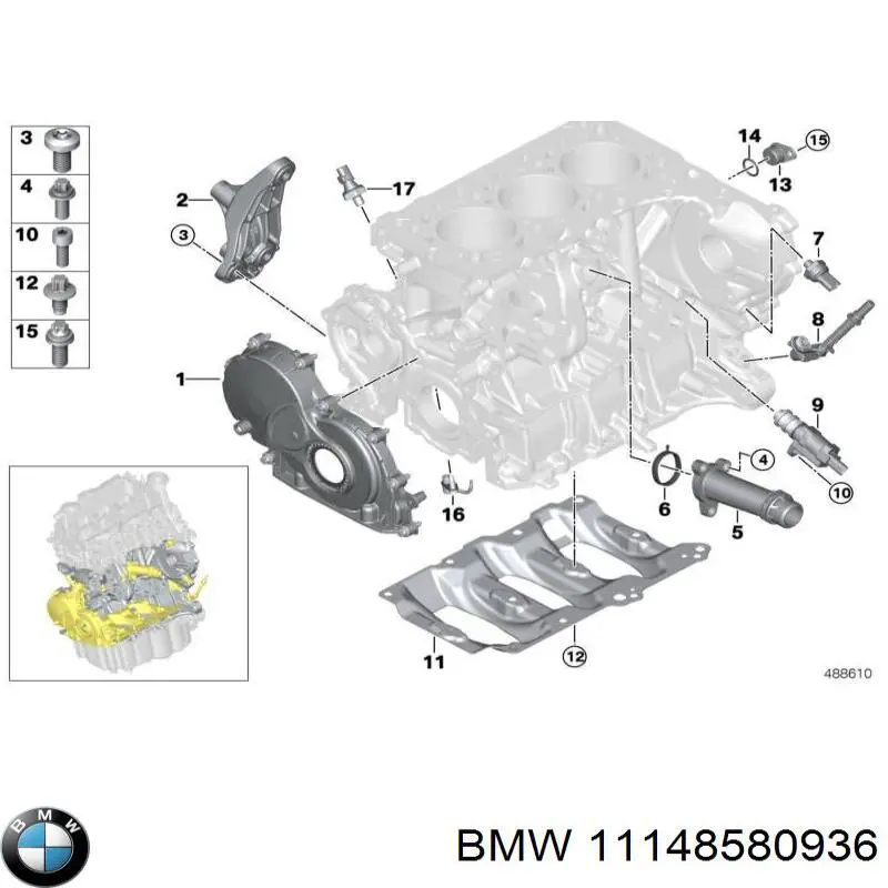 11148580936 BMW Retén del cigüeñal frontal
