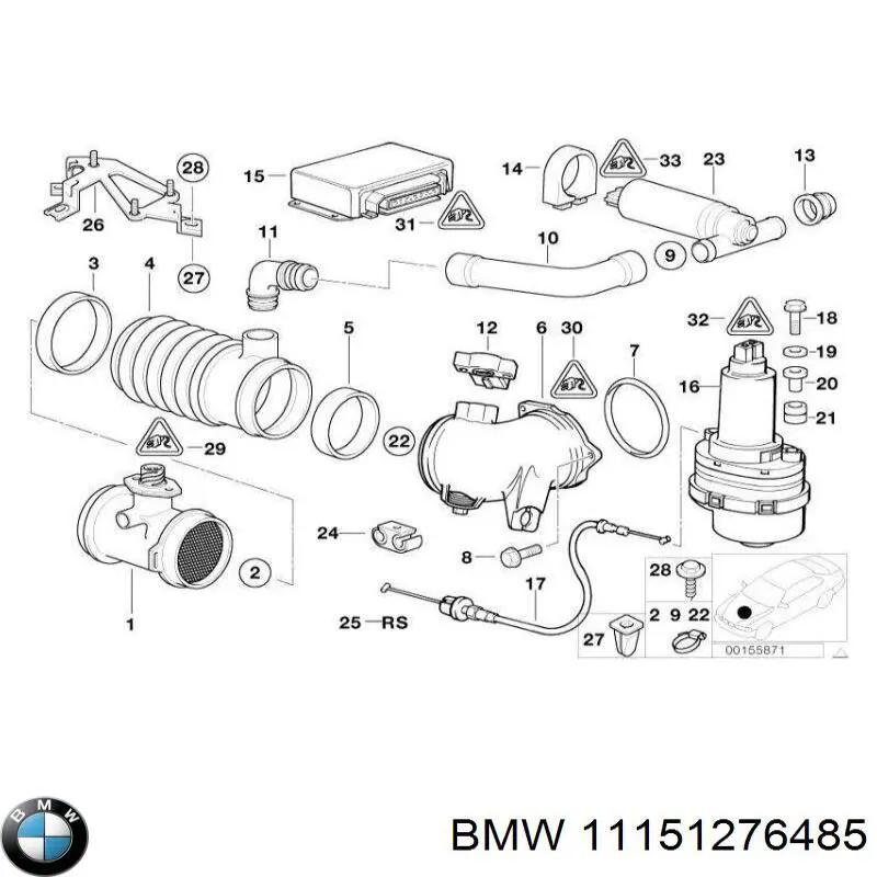 Tubo flexible, ventilación bloque motor para BMW 7 (E32)