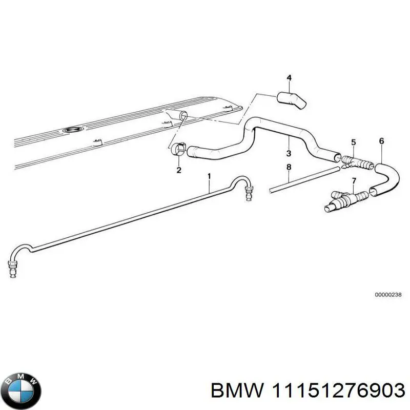 11151278804 BMW tubo de ventilacion del carter (separador de aceite)