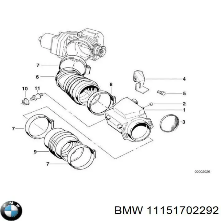 11151702292 BMW tubo de aire
