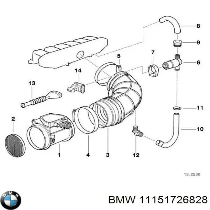 11151726828 BMW tubo de ventilacion del carter (separador de aceite)