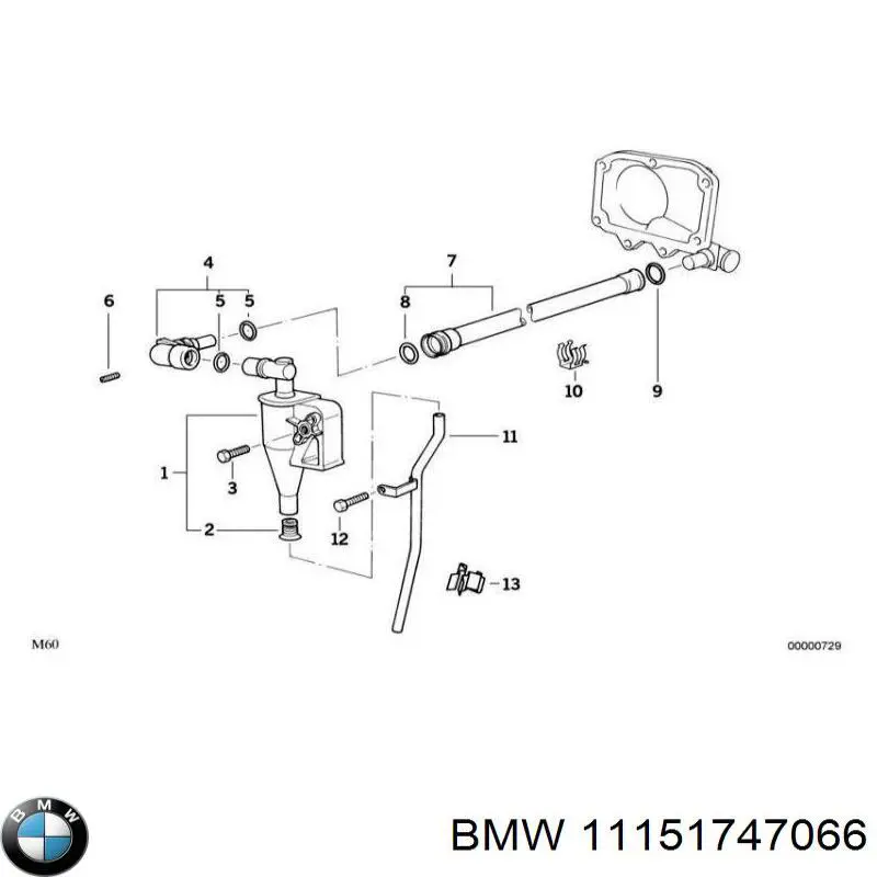 11151747066 BMW válvula, ventilaciuón cárter