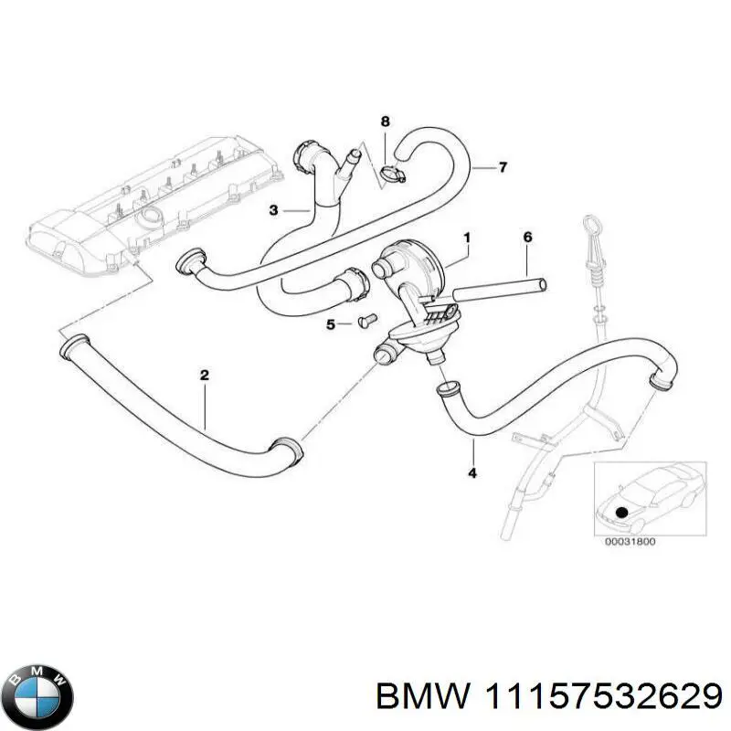 11157532629 BMW tubo de ventilacion del carter (separador de aceite)