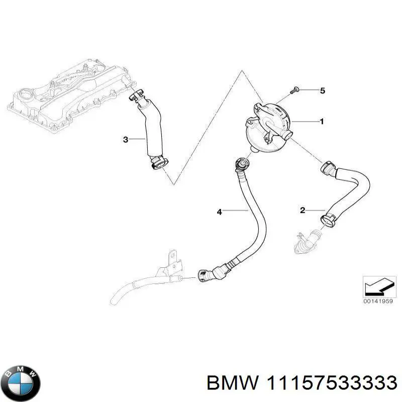 11157533333 BMW tubo de ventilacion del carter (separador de aceite)