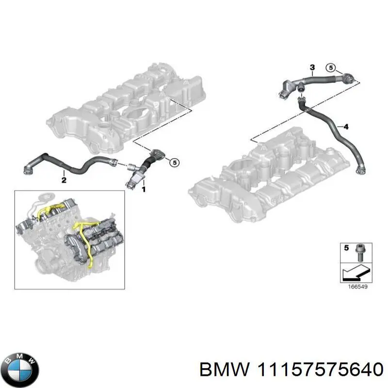 11157575640 BMW tubo de ventilacion del carter (separador de aceite)