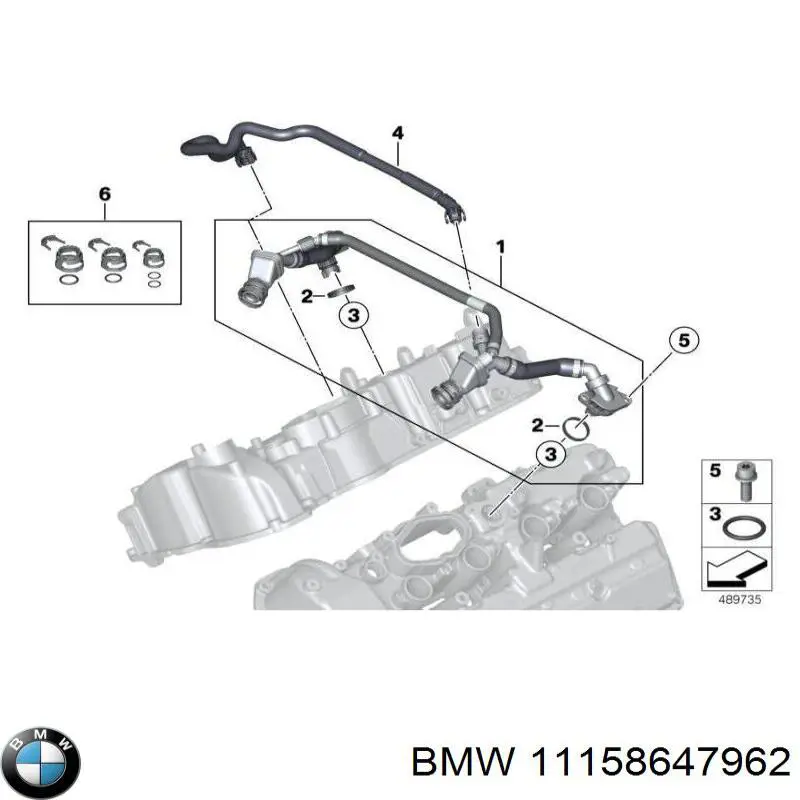 11158647962 BMW tubo de ventilacion del carter (separador de aceite)