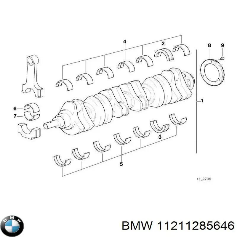 Juego de cojinetes de cigüeñal, cota de reparación +0,50 mm para BMW 7 (E38)
