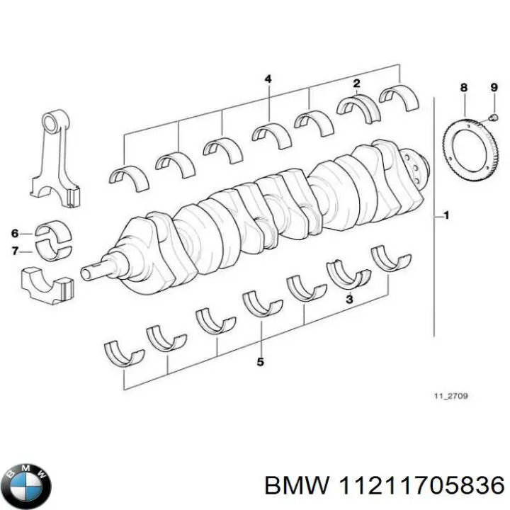 Juego de cojinetes de cigüeñal, cota de reparación (+0,25 mm) BMW 11211705836 precio, desde 60,42 EUR