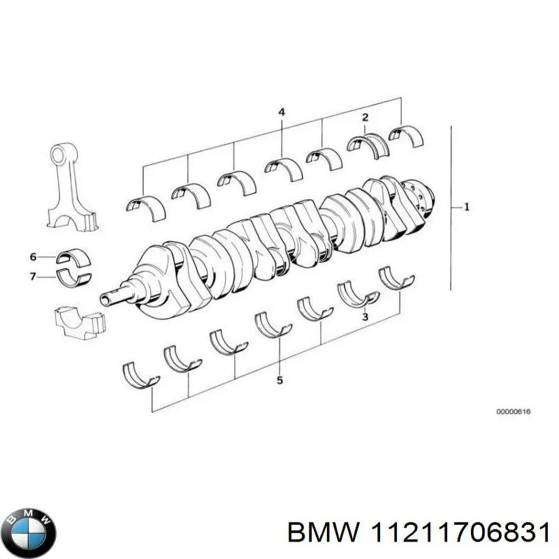 11211706831 BMW juego de cojinetes de cigüeñal, estándar, (std)