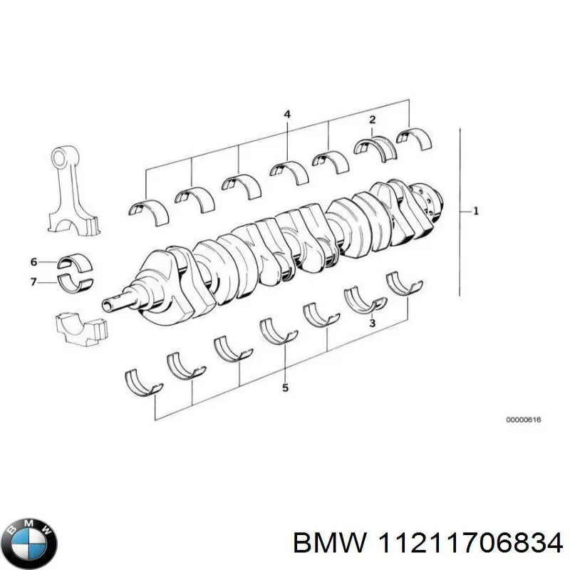 11211285546 BMW juego de cojinetes de cigüeñal, cota de reparación +0,25 mm