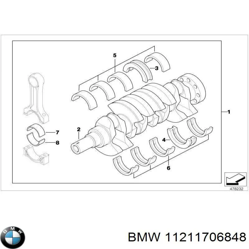 Juego de cojinetes de cigüeñal, estándar, STD 1717526 BMW