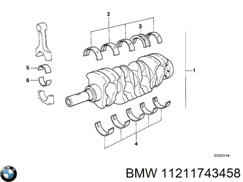 11211743457 BMW juego de cojinetes de cigüeñal, cota de reparación +0,25 mm