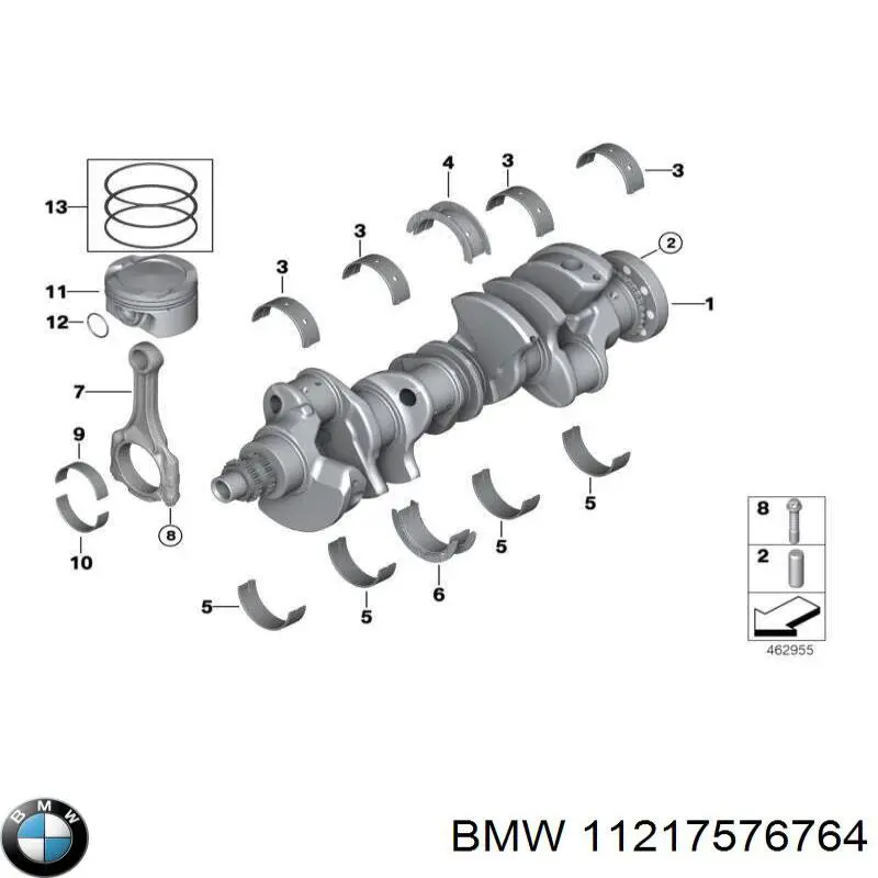 11217576764 BMW juego de cojinetes de cigüeñal, estándar, (std)