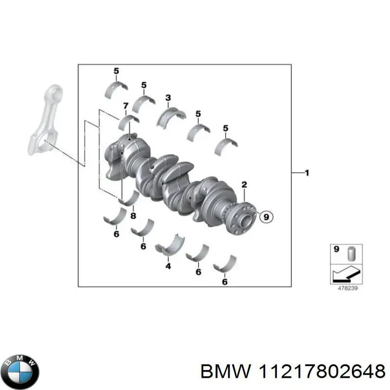 11217802648 BMW juego de cojinetes de cigüeñal, estándar, (std)