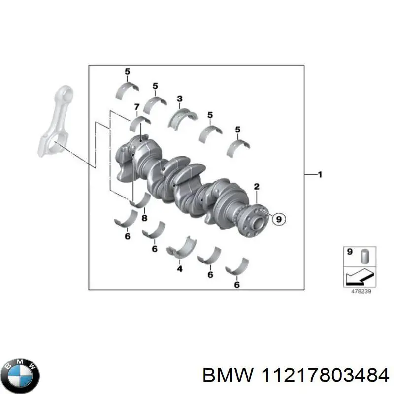 11217803484 BMW juego de cojinetes de cigüeñal, cota de reparación +0,25 mm