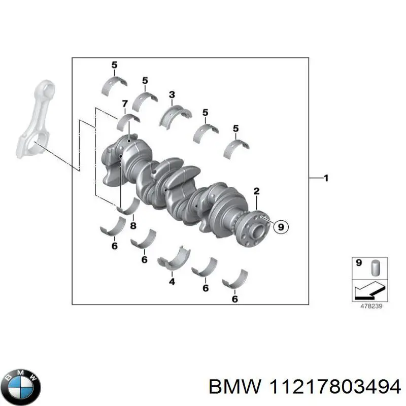 11217803494 BMW juego de cojinetes de cigüeñal, cota de reparación +0,25 mm