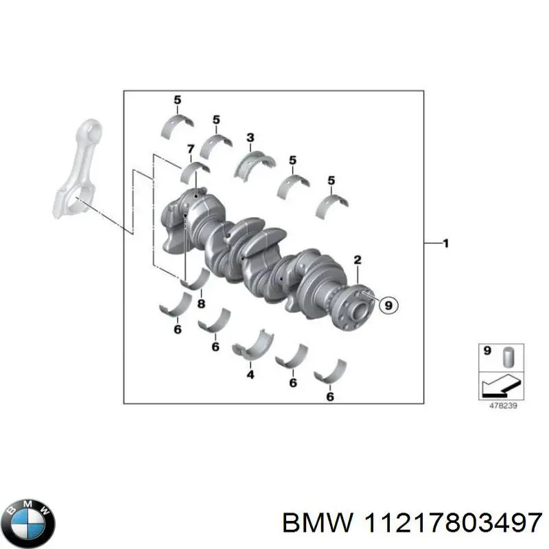 11217803497 BMW juego de cojinetes de cigüeñal, cota de reparación +0,25 mm