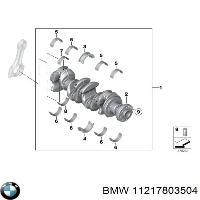 11217803504 BMW juego de cojinetes de cigüeñal, cota de reparación +0,50 mm