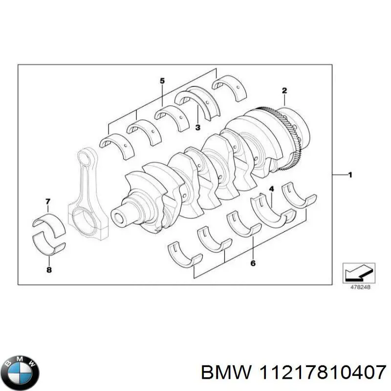 11217810407 BMW juego de cojinetes de cigüeñal, cota de reparación +0,25 mm