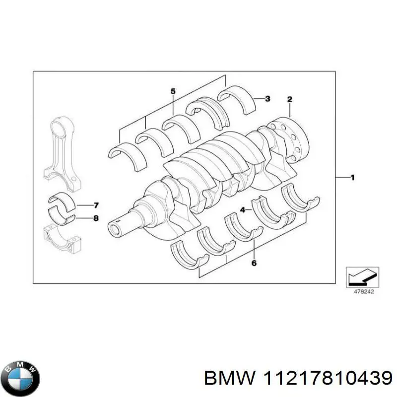 11217810439 BMW juego de cojinetes de cigüeñal, estándar, (std)
