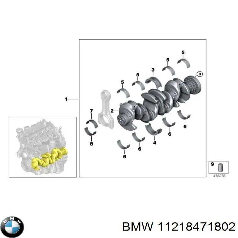 Juego de cojinetes de cigüeñal, cota de reparación (+0,25 mm) BMW 11218471802 precio, desde 48,55 EUR