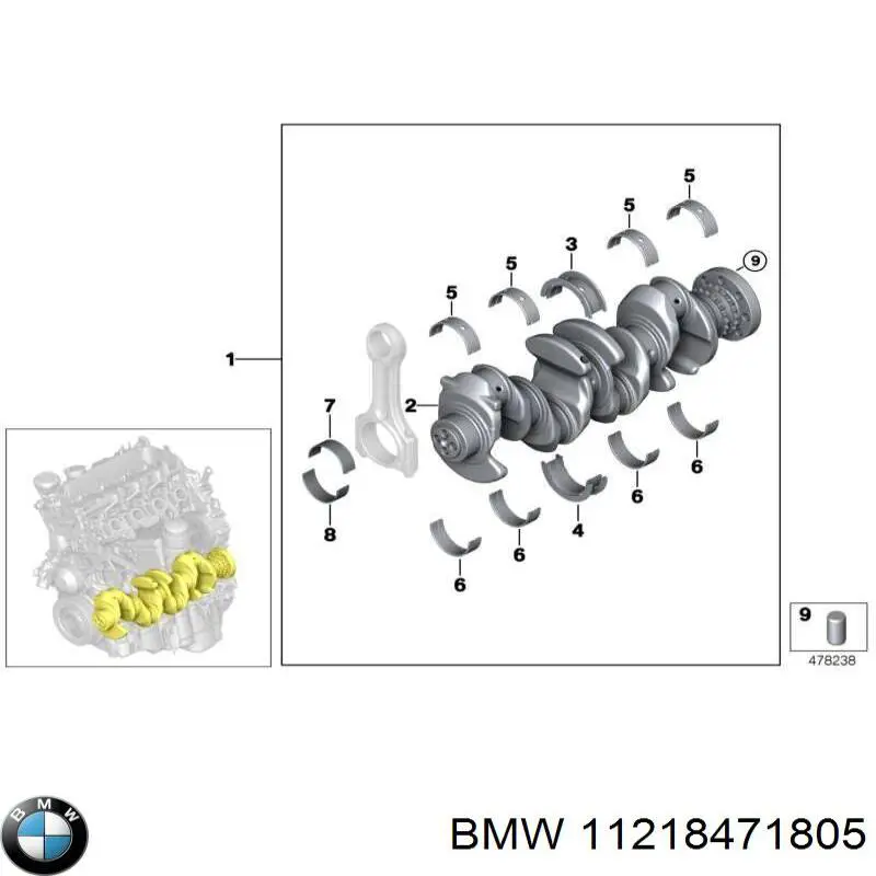11218471805 BMW Juego de cojinetes de cigüeñal, estándar, STD