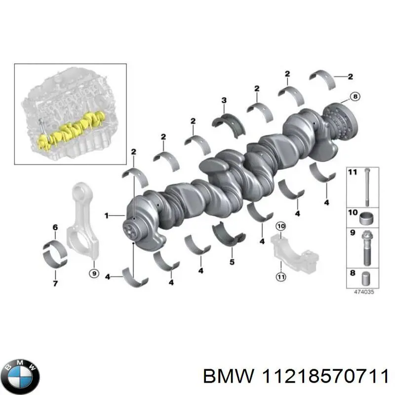 Juego de cojinetes de biela, cota de reparación (+0,25 mm) BMW 11218570711 precio, desde 46,98 EUR