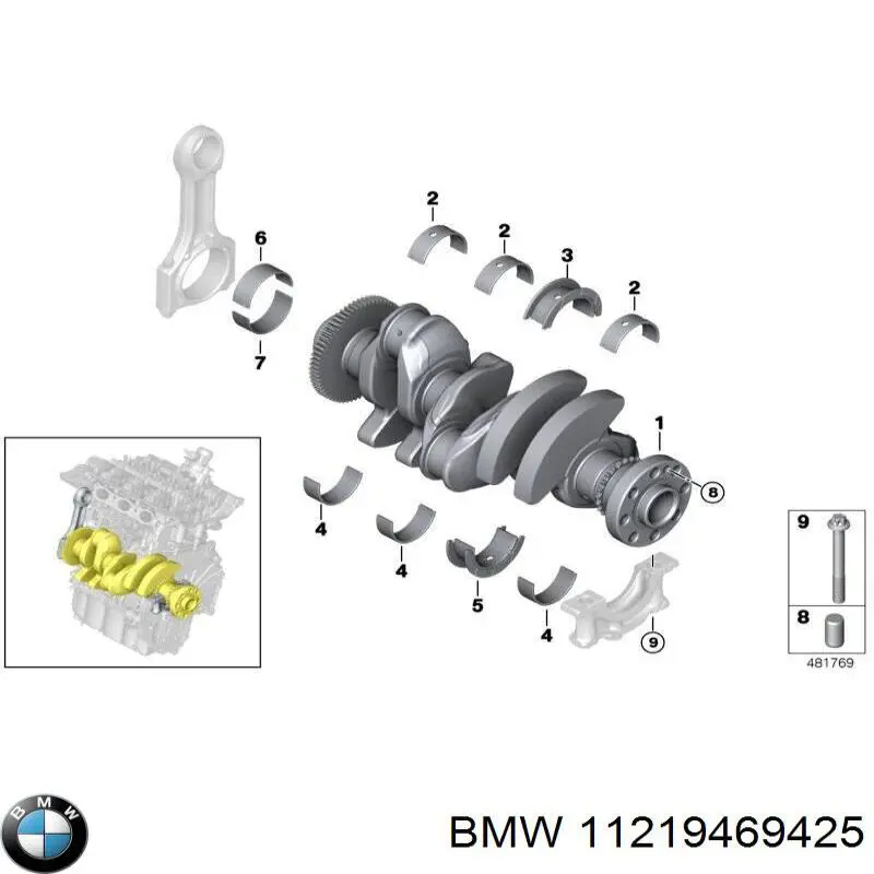 Kit cojinetes cigüeñal, estándar, (STD) para BMW 1 (F40)