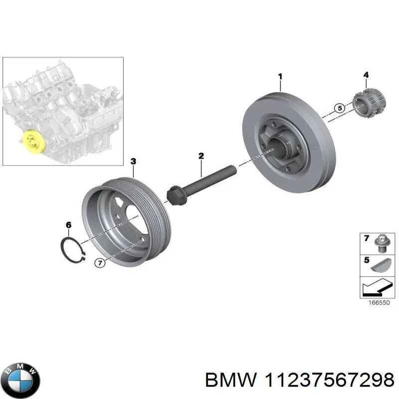 Perno de la polea del cigüeñal para BMW 7 (F01, F02, F03, F04)