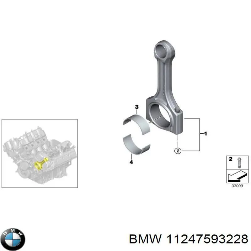11247593228 BMW juego de cojinetes de biela, cota de reparación +0,25 mm