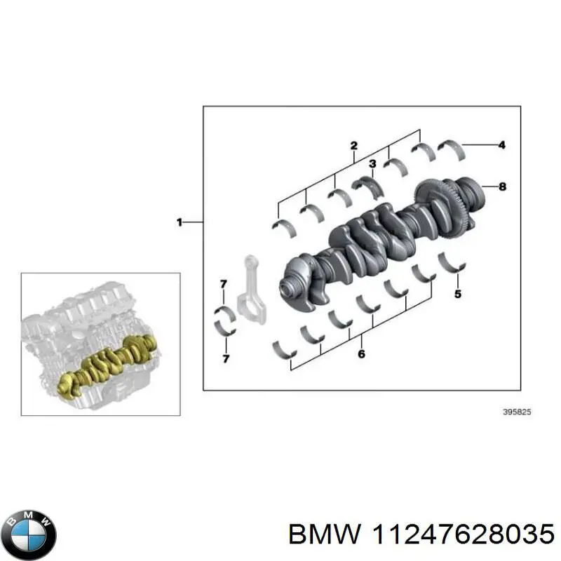 Juego de cojinetes de cigüeñal, cota de reparación (+0,25 mm) BMW 11247628035 precio, desde 56,40 EUR