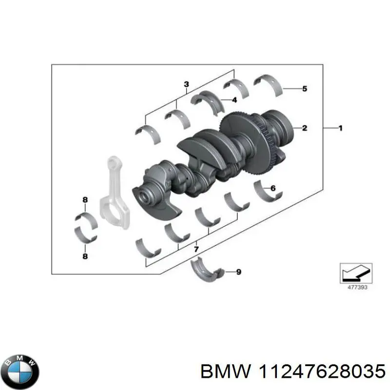 Comprar 11247628035 BMW Juego de cojinetes de cigüeñal, cota de reparación (+0,25 mm)