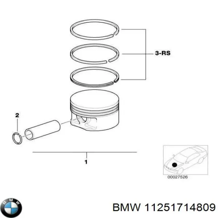 Pistón completo para 1 cilindro, cota de reparación + 0,25 mm para BMW 3 (E30)