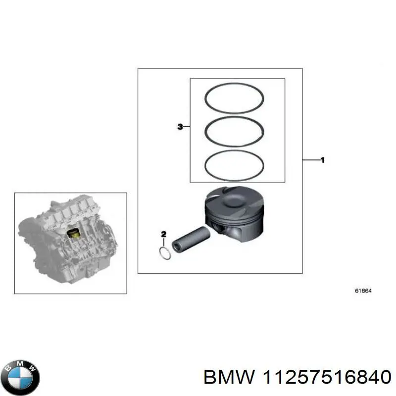 Juego de aros de pistón para 1 cilindro, cota de reparación +0,25 mm para BMW 5 (E61)