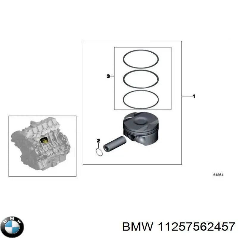 11257562457 BMW aros de pistón para 1 cilindro, std