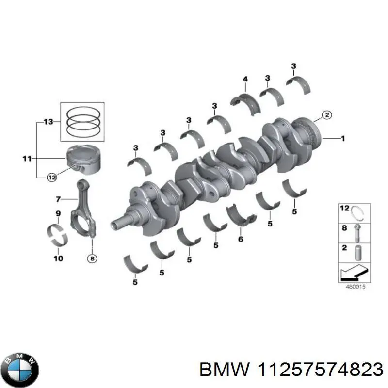 Juego de aros de pistón para 1 cilindro, cota de reparación +0,25 mm para BMW X6 (E72)