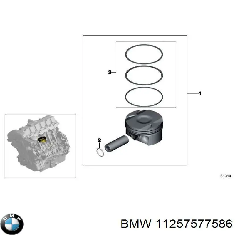 11257577586 BMW Juego de anillos de pistón para 1 cilindro, STD