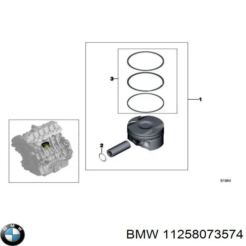 11258073574 BMW Juego de aros de pistón para motor, sobremedida (+0,25 mm)