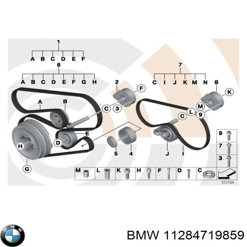 11284719859 BMW polea inversión / guía, correa poli v