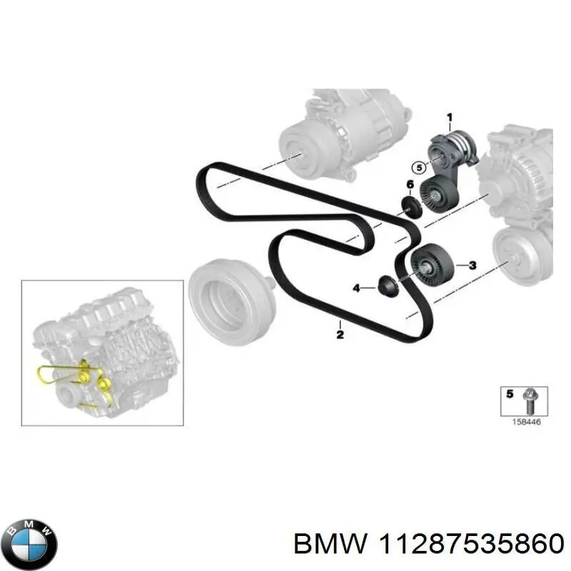 Comprar 11287535860 BMW Polea inversión/guía, correa poli V