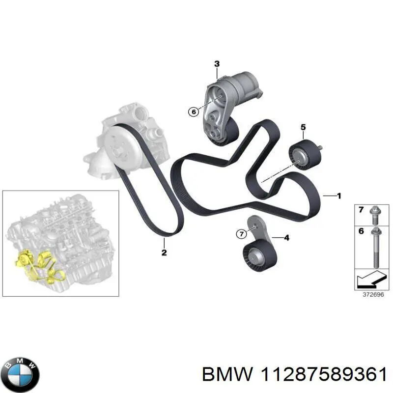 Comprar 11287589361 BMW Polea inversión/guía, correa poli V