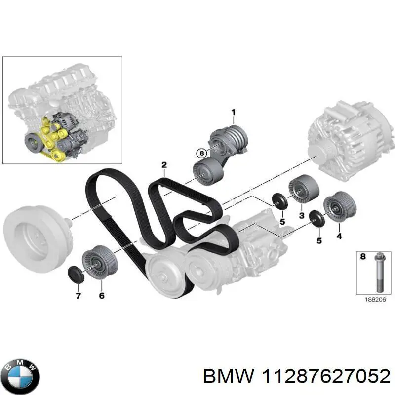 Tensor de la correa trapecial BMW 11287627052 precio, desde 54,53 EUR