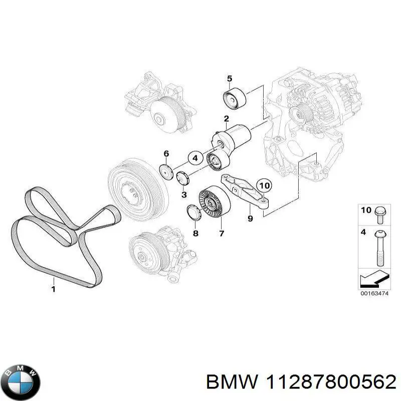 Polea inversión / guía, correa poli V 11287800562 BMW